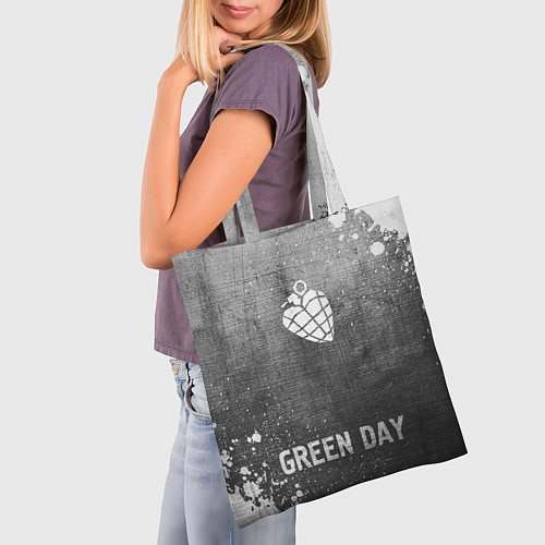 Сумка-шоппер Green Day - grey gradient по-центру / 3D-принт – фото 3