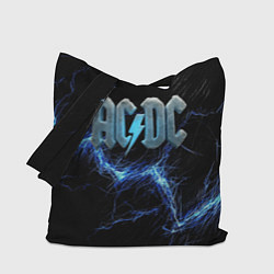Сумка-шопер ACDC логотип ледяной с молнией, цвет: 3D-принт