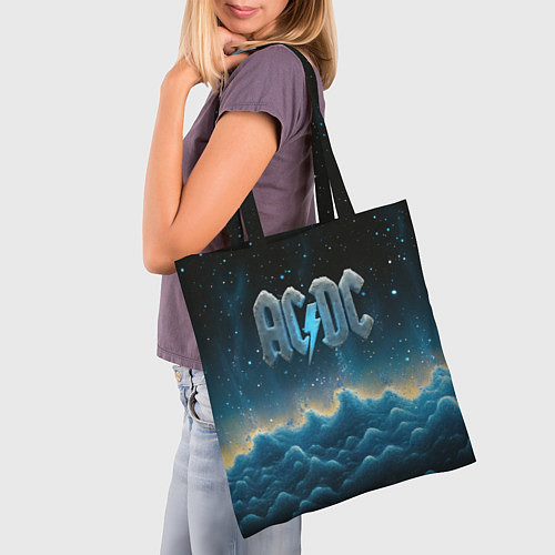 Сумка-шоппер ACDC логотип ледяной с молнией / 3D-принт – фото 3
