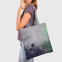 Сумка-шопер Рыбацкий домик на берегу озера, цвет: 3D-принт — фото 2