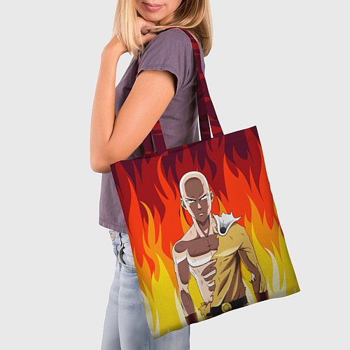 Сумка-шоппер Saitama in fire / 3D-принт – фото 3