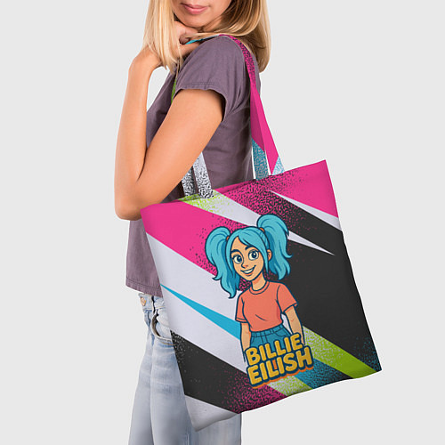 Сумка-шоппер Билли Айлиш в стиле мультфильма / 3D-принт – фото 3