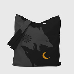 Сумка-шопер Мистические волки ночи и дня - тату, цвет: 3D-принт