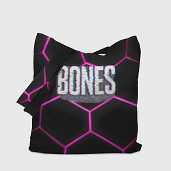 Сумка-шопер Bones белый глитч лого, цвет: 3D-принт