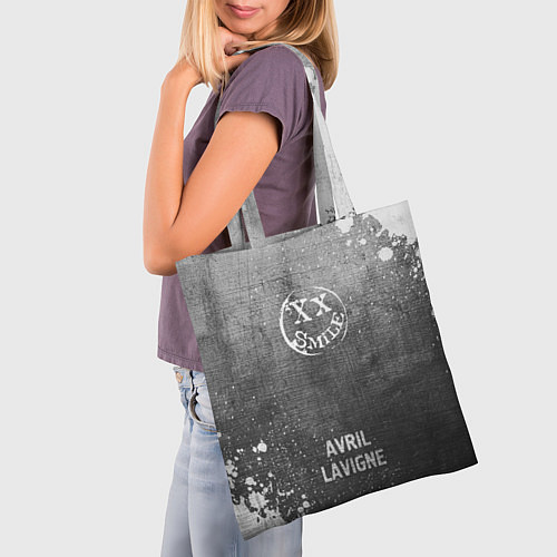 Сумка-шоппер Avril Lavigne - grey gradient по-центру / 3D-принт – фото 3