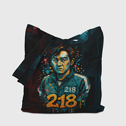 Сумка-шопер Игра в кальмара игрок 218 граффити, цвет: 3D-принт