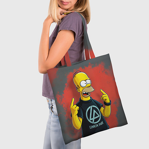 Сумка-шоппер Гомер в футболке Linkin Park / 3D-принт – фото 3