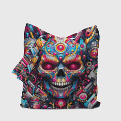 Сумка-шопер Art cyber skull - ai art fantasy, цвет: 3D-принт