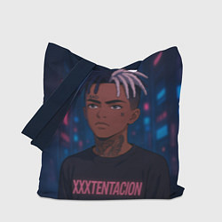 Сумка-шопер XXXTentacion - Неоновый аниме арт, цвет: 3D-принт