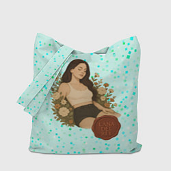 Сумка-шопер Lana Del Rey сидит в цветах, цвет: 3D-принт