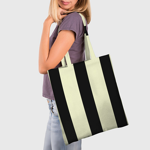 Сумка-шоппер Color black beige line / 3D-принт – фото 3