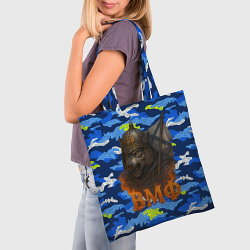 Сумка-шоппер ВМФ злой медведь в шлеме / 3D-принт – фото 3