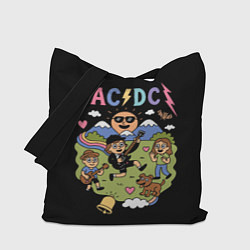 Сумка-шопер ACDC, мультяшный стиль, цвет: 3D-принт
