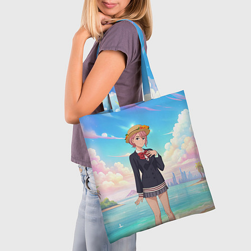 Сумка-шоппер Дандадан Сиратори Айра на берегу моря / 3D-принт – фото 3