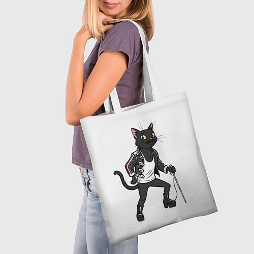 Сумка-шоппер Кот - Фредди Меркьюри / 3D-принт – фото 3