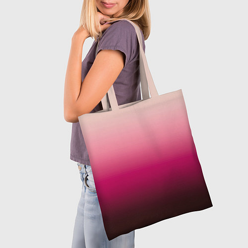 Сумка-шоппер Градиент transcendent pink омбре / 3D-принт – фото 3