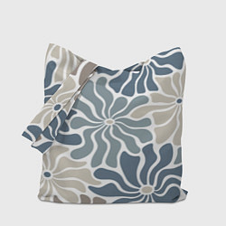 Сумка-шоппер Цветы blue and beige pattern