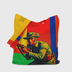 Сумка-шопер Австралийский ретро солдат поп-арт, цвет: 3D-принт