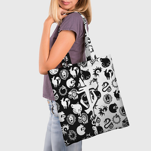 Сумка-шоппер Doom anime black pattern / 3D-принт – фото 3