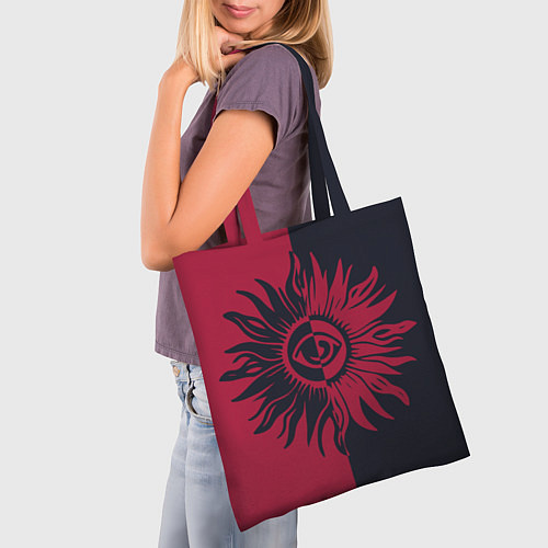 Сумка-шоппер Солнце красно-синее / 3D-принт – фото 3