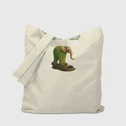 Сумка-шопер Слон кактус и сандалии мем, цвет: 3D-принт