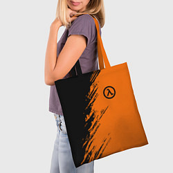 Сумка-шопер Half Life - black and orange, цвет: 3D-принт — фото 2