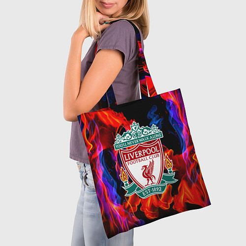 Сумка-шоппер Liverpool огненный стиль текстура / 3D-принт – фото 3