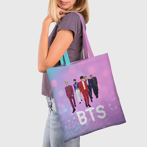 Сумка-шоппер BTS фон нежный боке / 3D-принт – фото 3