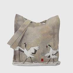 Сумка-шопер Журавли зимняя акварель, цвет: 3D-принт