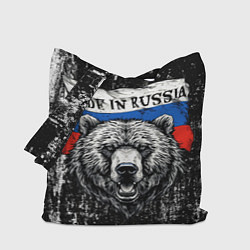 Сумка-шопер Медведь на фоне Росийсского флага, цвет: 3D-принт