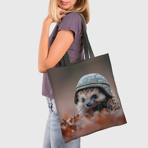 Сумка-шоппер Ежик солдат в каске / 3D-принт – фото 3