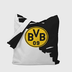 Сумка-шопер Borussia черно белая геометрия, цвет: 3D-принт