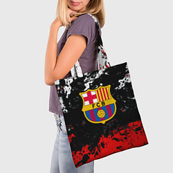 Сумка-шопер Barcelona красно белые краски, цвет: 3D-принт — фото 2