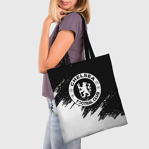 Сумка-шоппер Чели белые краски текстура / 3D-принт – фото 3