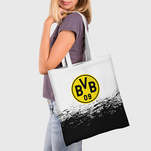 Сумка-шоппер Borussia черные краски штрихи / 3D-принт – фото 3