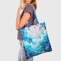 Сумка-шопер Фантастический цветочный с голубыми облаками, цвет: 3D-принт — фото 2