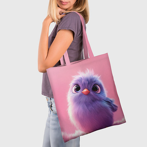 Сумка-шоппер Милая фиолетовая птичка / 3D-принт – фото 3