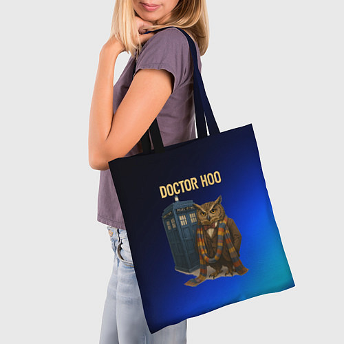 Сумка-шоппер Doctor Hoo сова у телефонной будки / 3D-принт – фото 3
