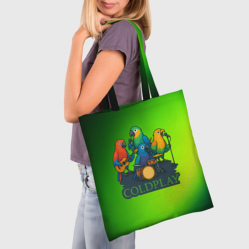 Сумка-шоппер Coldplay группа из попугаев / 3D-принт – фото 3