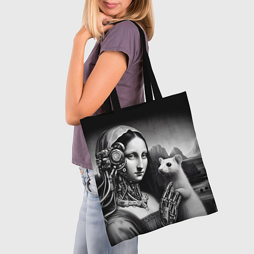 Сумка-шоппер Cecilia Gallerani - the lady with the ermine cyber / 3D-принт – фото 3