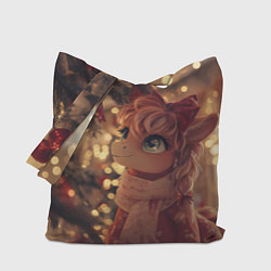 Сумка-шопер Лошадка любуется новогодней елкой, цвет: 3D-принт