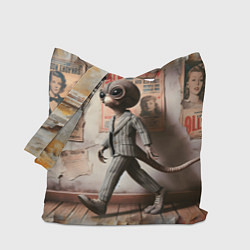 Сумка-шопер Пришелец в костюме в полосочку, цвет: 3D-принт