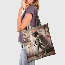 Сумка-шопер Пришелец в костюме в полосочку, цвет: 3D-принт — фото 2