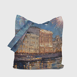 Сумка-шопер Новогодний салют в Питере, цвет: 3D-принт