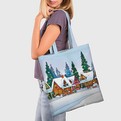 Сумка-шопер Новогодник дворик, цвет: 3D-принт — фото 2