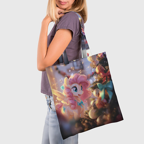 Сумка-шоппер Милая новогодняя лошадка с крыльями / 3D-принт – фото 3