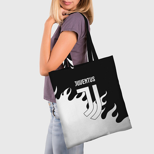 Сумка-шоппер Ювентус огонь текстура / 3D-принт – фото 3
