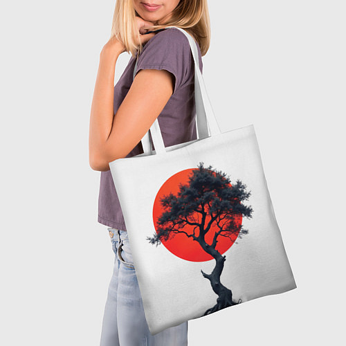 Сумка-шоппер Японское дерево и солнце / 3D-принт – фото 3