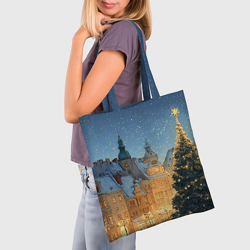 Сумка-шоппер Новый год в старом городе / 3D-принт – фото 3