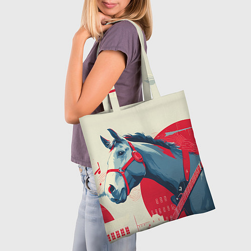 Сумка-шоппер Лошадь в абстрактном стиле / 3D-принт – фото 3